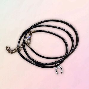 Minimalist, XS, Dainty Horseshoe, Good Luck Charm & Wax Cord Necklace